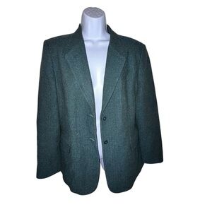 Pendleton vintage green herringbone wool blazer